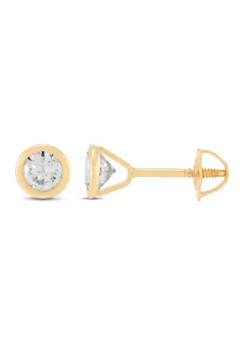 Cubic Zirconia Kid Stud Earrings in 14K Yellow Gold
