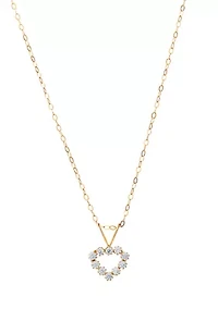 Kids Cubic Zirconia Heart Pendant Necklace in 14K Yellow Gold