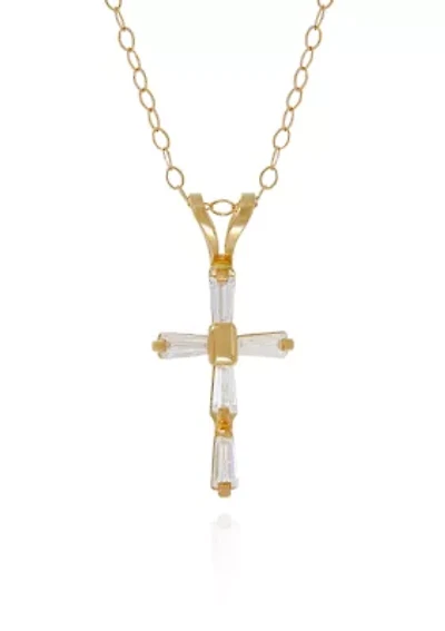 Cubic Zirconia Cross Baby Pendant in 14K Yellow Gold