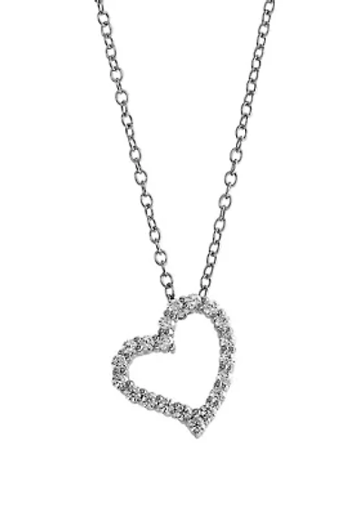 1/4 ct. t.w. Diamond Heart Pendant Necklace in Sterling Silver 
