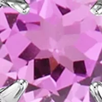 Lab Grown Pink Sapphire and Lab Grown White Sapphire Heart Pendant Necklace with 18" Cable Chain in Sterling Silver