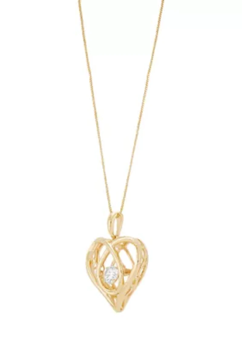 Diamond Pendant with 18" Box Chain in 10K Yellow Gold