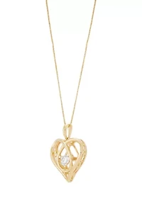 Diamond Pendant with 18" Box Chain in 10K Yellow Gold
