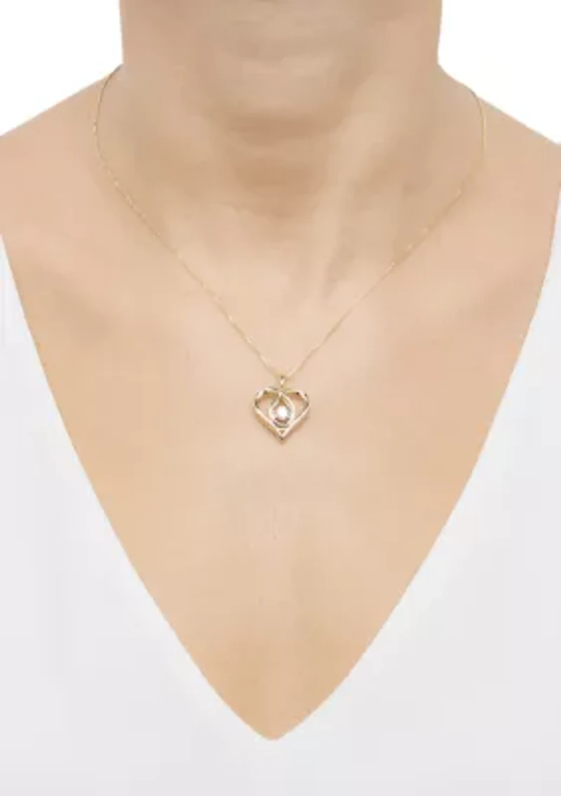 Diamond Pendant with 18" Box Chain in 10K Yellow Gold