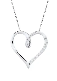 1/4 ct. t.w. Diamond Heart Pendant Necklace in Sterling Silver