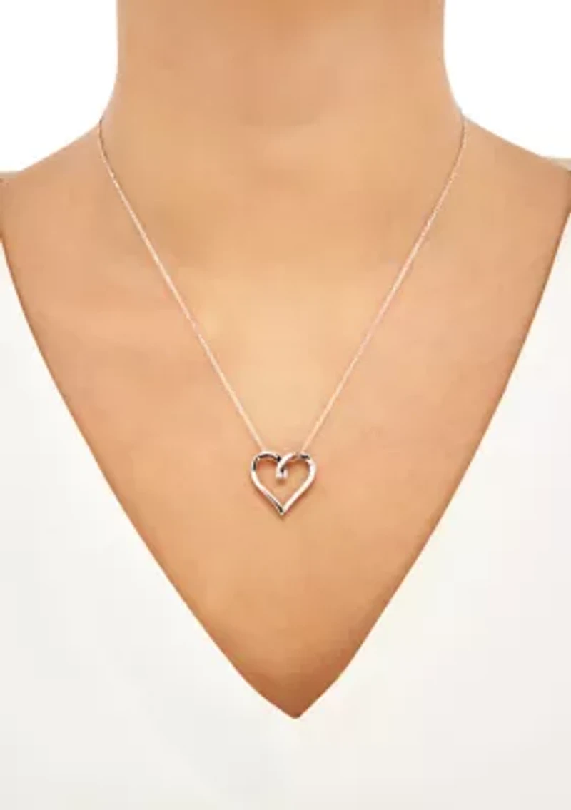 1/4 ct. t.w. Diamond Heart Pendant Necklace in Sterling Silver