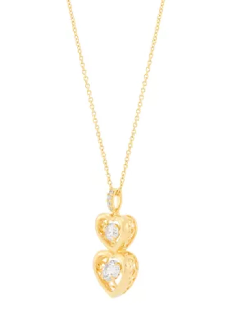 3/4 ct. t.w. Lab Grown Diamond Pendant Necklace with 18'' Cable Chain in Gold Over Sterling Silver