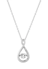 Lab Grown White Sapphire Pendant with 18" Cable Chain in Sterling Silver