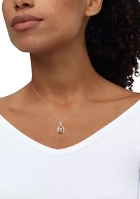 Lab Grown White Sapphire Pendant with 18" Cable Chain in Sterling Silver