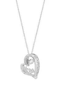5/8 ct. t.w. Lab Grown Diamond Heart Pendant Necklace with 18" Cable Chain in Sterling Silver