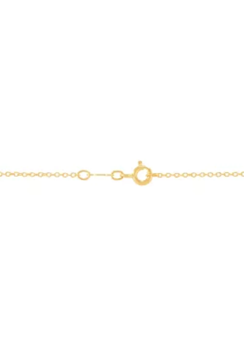 Lab Grown London Blue Topaz and Lab Grown White Sapphire Pendant Necklace with 18" Cable Chain in Gold Plated Sterling Silver