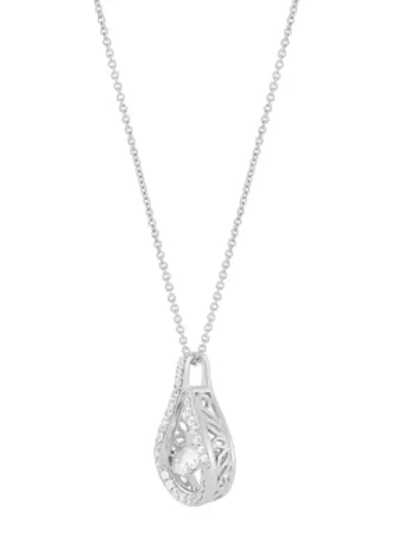  1/2 ct. t.w. Lab Grown Diamond Pendant with 18" Box Chain in 10K White Gold