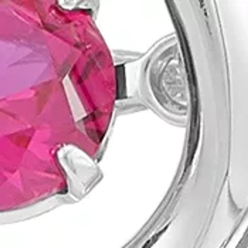 Lab Grown Ruby and Lab Grown White Sapphire Heart Pendant with 18" Cable Chain in Sterling Silver