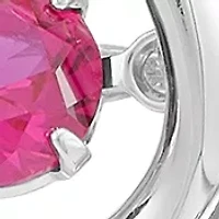 Lab Grown Ruby and Lab Grown White Sapphire Heart Pendant with 18" Cable Chain in Sterling Silver