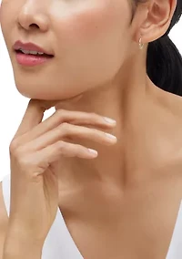 Hoop and Ball Stud Earrings Set in 10K Yellow Gold
