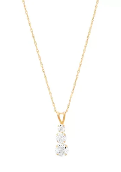 1.4 ct. t.w. Lab Grown White Sapphire Pendant with 18" Rope Chain in 10K Yellow Gold
