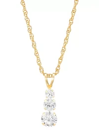 1.4 ct. t.w. Lab Grown White Sapphire Pendant with 18" Rope Chain in 10K Yellow Gold