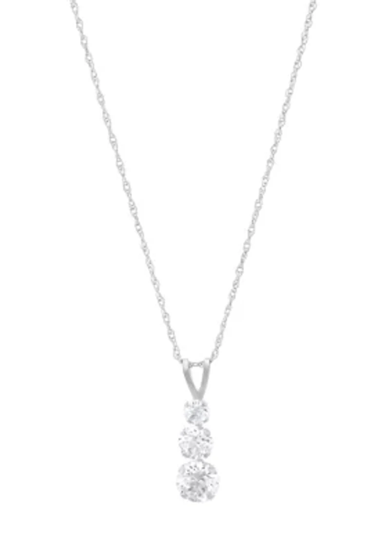 1.4 ct. t.w. Lab Grown White Sapphire Pendant with 18" Rope Chain in 10K White Gold