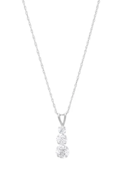 1.4 ct. t.w. Lab Grown White Sapphire Pendant with 18" Rope Chain in 10K White Gold