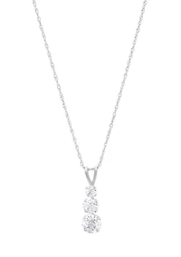 1.4 ct. t.w. Lab Grown White Sapphire Pendant with 18" Rope Chain in 10K White Gold