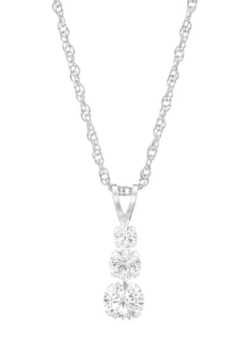 1.4 ct. t.w. Lab Grown White Sapphire Pendant with 18" Rope Chain in 10K White Gold