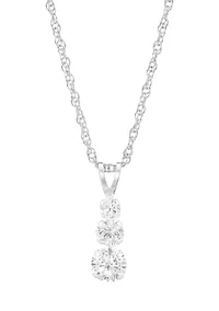 1.4 ct. t.w. Lab Grown White Sapphire Pendant with 18" Rope Chain in 10K White Gold