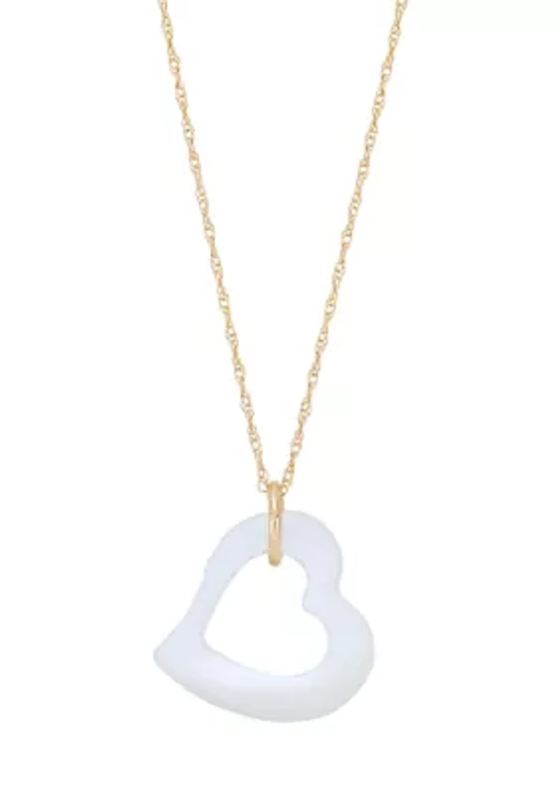 15 Millimeter Mother of Pearl Pendant with 18" Rope Chain in 10K Yellow Gold