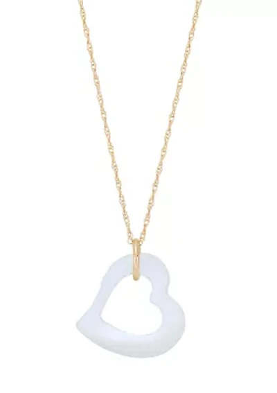 15 Millimeter Mother of Pearl Pendant with 18" Rope Chain in 10K Yellow Gold