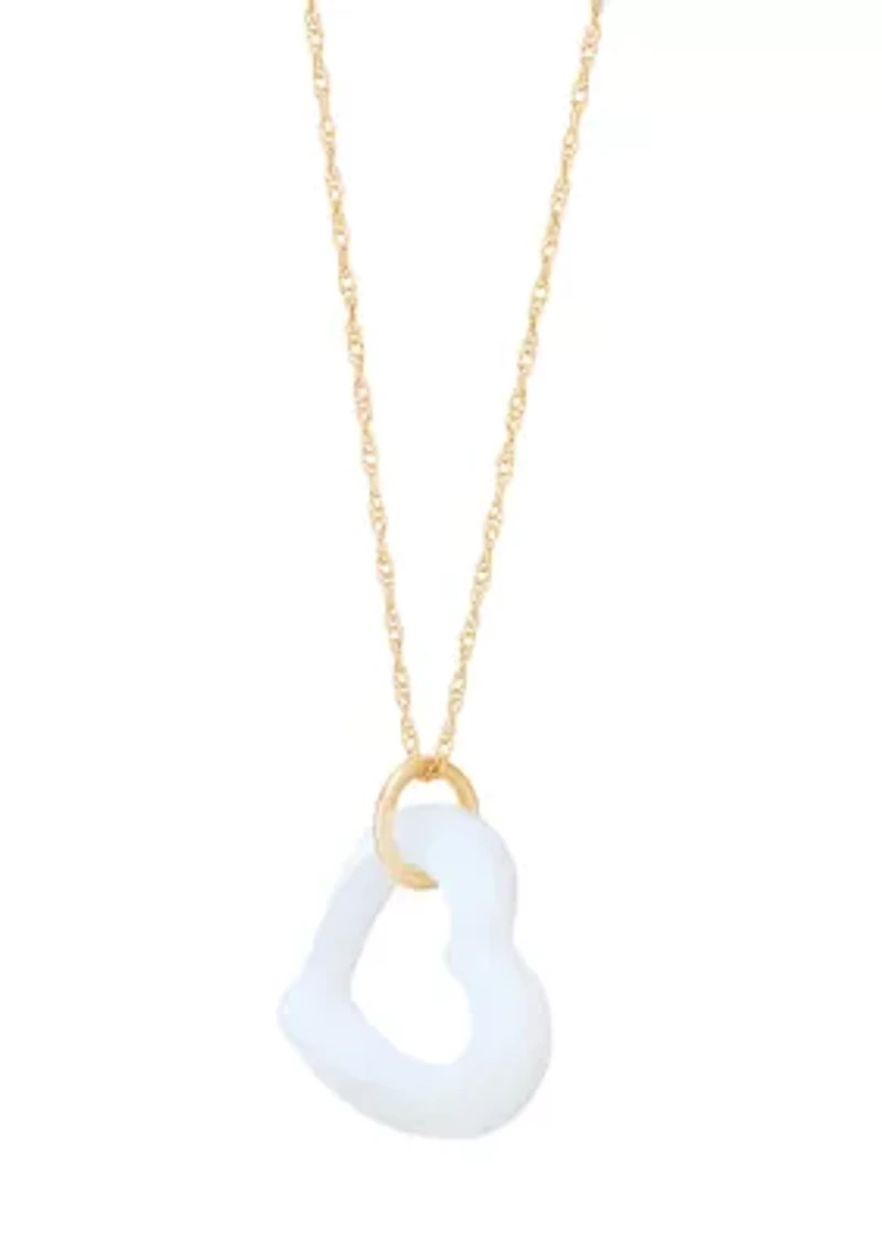 15 Millimeter Mother of Pearl Pendant with 18" Rope Chain in 10K Yellow Gold
