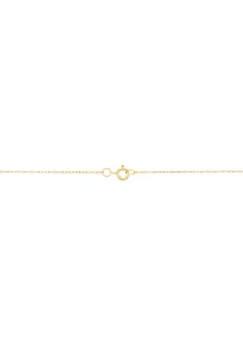 15 Millimeter Mother of Pearl Pendant with 18" Rope Chain in 10K Yellow Gold