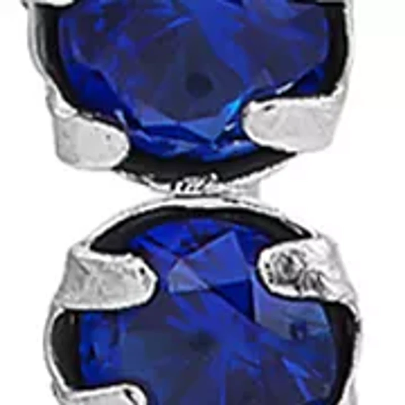 Lab Created Sapphire Stick Necklace in 10K White Gold with 18" Rope Chain