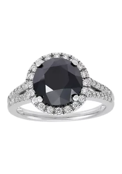 Black and White Diamond Ring in 14K White Gold