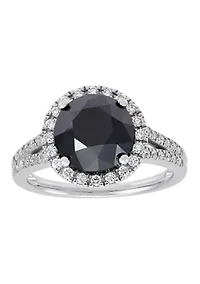Black and White Diamond Ring in 14K White Gold