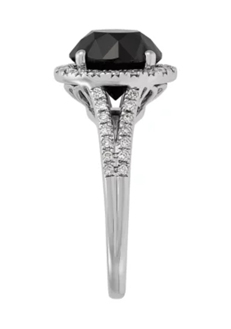 Black and White Diamond Ring in 14K White Gold