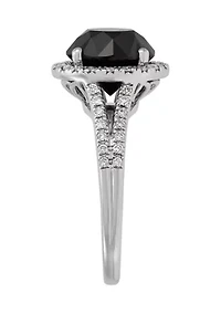 Black and White Diamond Ring in 14K White Gold