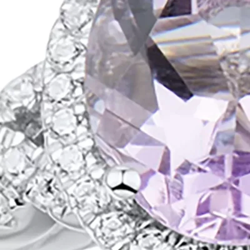 1/3 ct. t.w. Diamond and Pink Amethyst Ring in 14K White Gold