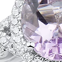 1/3 ct. t.w. Diamond and Pink Amethyst Ring in 14K White Gold