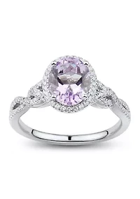 1/3 ct. t.w. Diamond and Pink Amethyst Ring in 14K White Gold