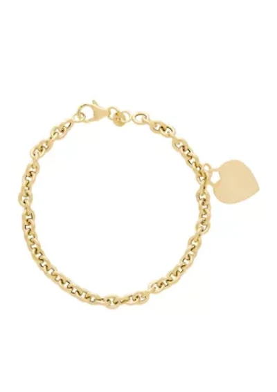 Dangle Heart Charm Bracelet in 10k Yellow Gold