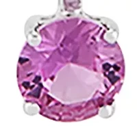 Lab Grown Pink Sapphire Pendant Necklace with 18" Rope Chain in 14K White Gold