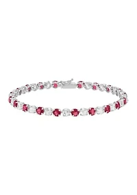 Lab Grown Ruby and Lab Grown White Sapphire Bracelet in Sterling Silver