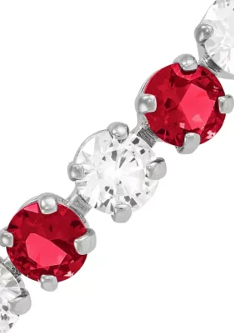 Lab Grown Ruby and Lab Grown White Sapphire Bracelet in Sterling Silver