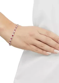 Lab Grown Ruby and Lab Grown White Sapphire Bracelet in Sterling Silver
