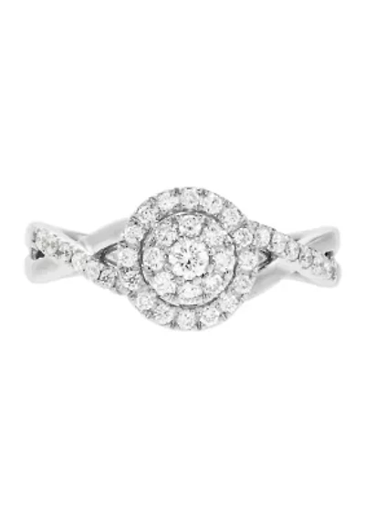 1/2 ct. t.w. Lab Created Diamond Cluster Engagement Ring in 10K White Gold