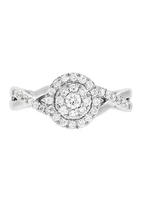 1/2 ct. t.w. Lab Created Diamond Cluster Engagement Ring in 10K White Gold