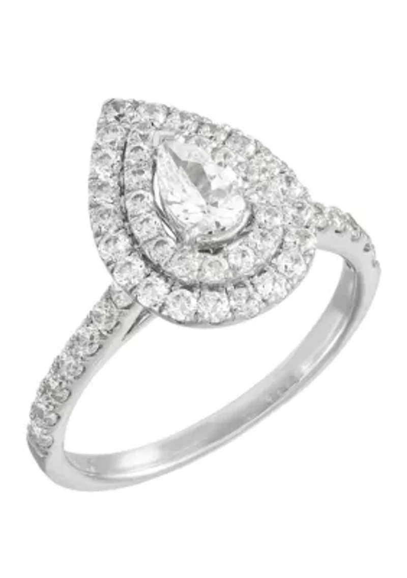 1.25 ct. t.w. Lab Created Diamond Pear Ring in 14K White Gold