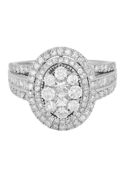 1 1/2 ct. t.w. Diamond Cluster Ring in 14K White Gold