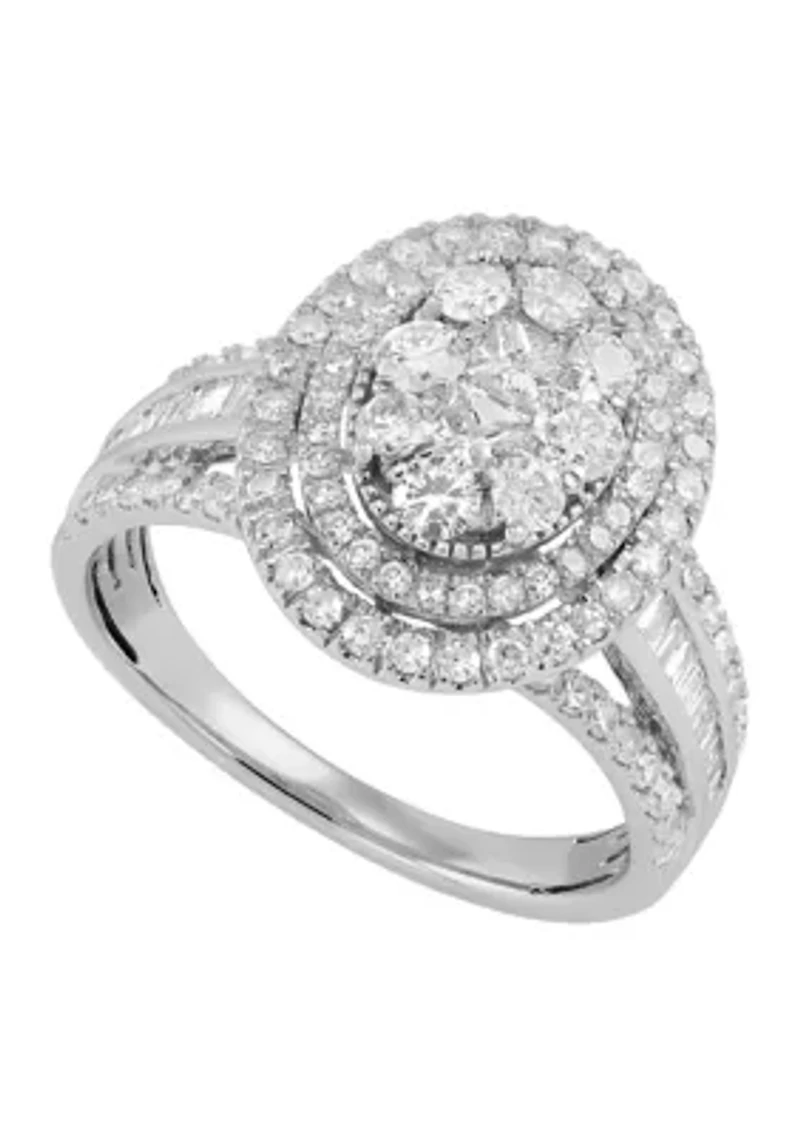 1 1/2 ct. t.w. Diamond Cluster Ring in 14K White Gold