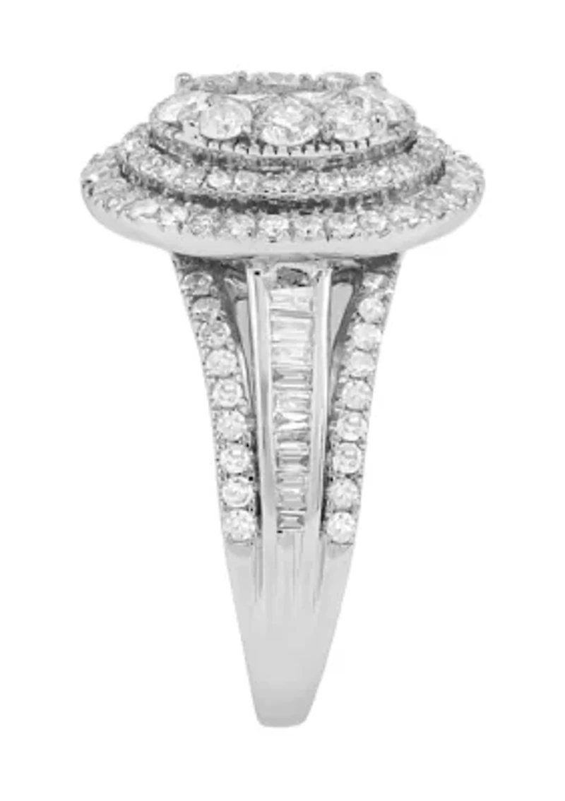 1 1/2 ct. t.w. Diamond Cluster Ring in 14K White Gold