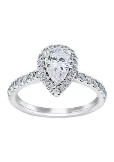 Grown With Love 1.25 ct. t.w. Lab Created Pear Diamond Halo Ring in 14K White Gold